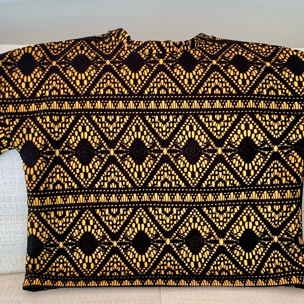 Zara Trafaluc Black and Yellow lace Top